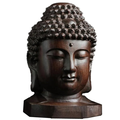 2,36'' Holz Shakyamuni Statue 6cm Holz Buddha Statue Kreative Tathagata Figuren Mahagoni Indien Buddha Kopf Handwerk