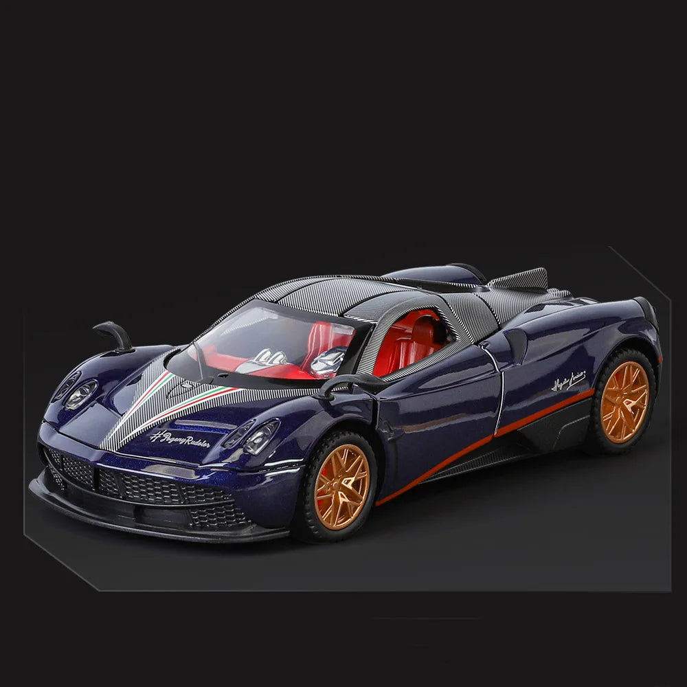 1:32 Pagani Huayra Roadster BC Toy Cars Model Alloy Diecast with Light Music Sports Car 4 Doors Opened Vehicle Toddler Kids Gift