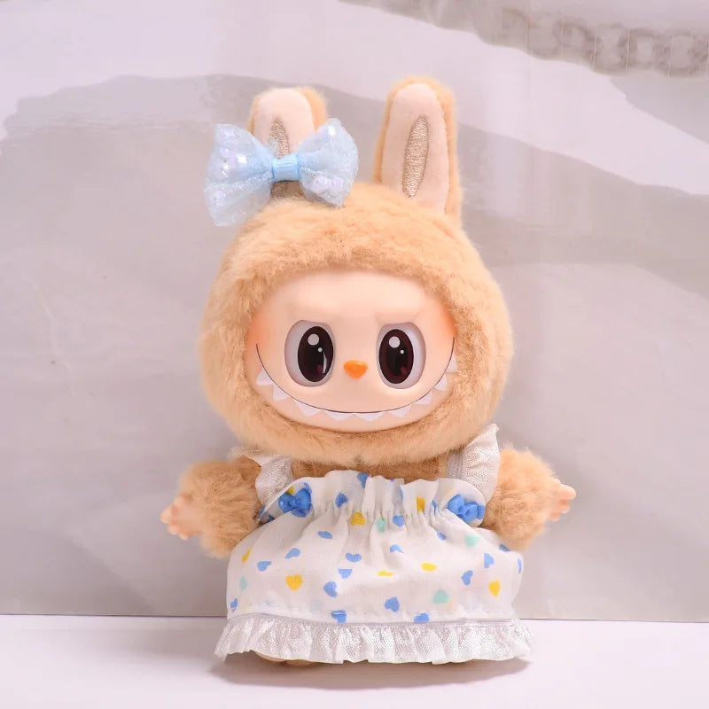 Second generation labubuBU sitting party vinyl blind box LABUBU holiday clothes cute skirt instead of baby clothes cute.