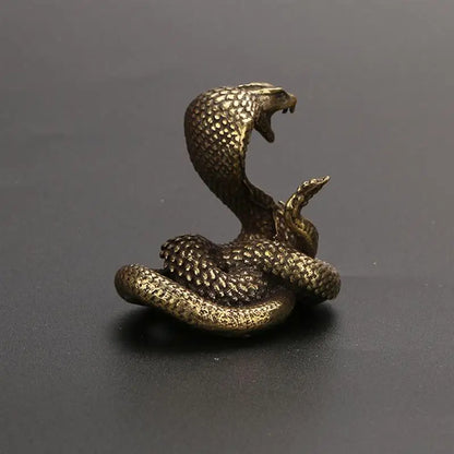 Garden Decor Craft Cobra Statue Ornament Zodiac Snake Miniature Figurines Copper Desktop Decoration Tea Pet Decor Bronze