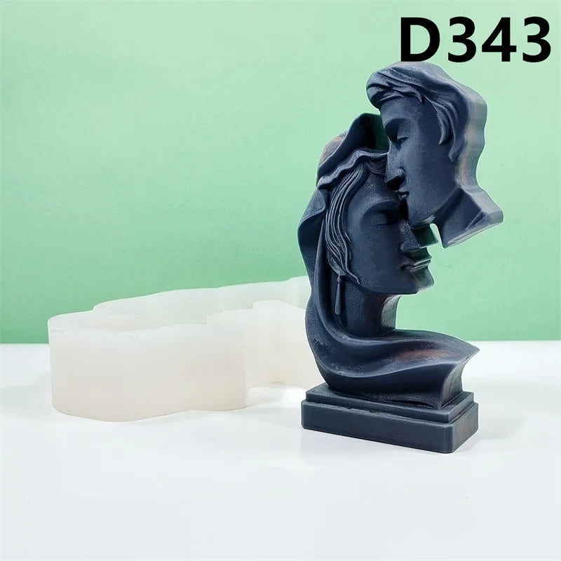 Moule en Silicone 2D pour bougie de Couple, 12-19cm, Sculpture nordique d'homme et de femme, Statue en résine, moule à savon en gypse