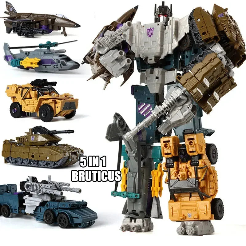 HaiZhiXing 5in1 Combiners Bruticus G1 Transformation Action Figure Toy Brawl Swindle Onslaught Model Deformation Car Robot KO