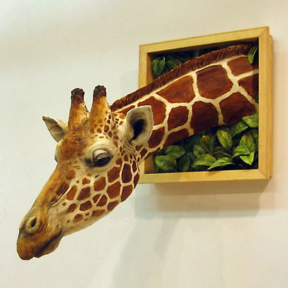 3D Giraffe Home Wall Hanging Sculptures Decoration Art Latex Zebra Figurines Ornaments Gift Luxury Room Decor Statue Accessories
