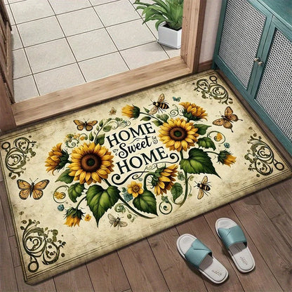 Sunflower Bee Printed Door Mat Living Room Doorways Entrance Welcome Rugs Bedroom Balcony Bathroom Non-slip Floormat Home Decor