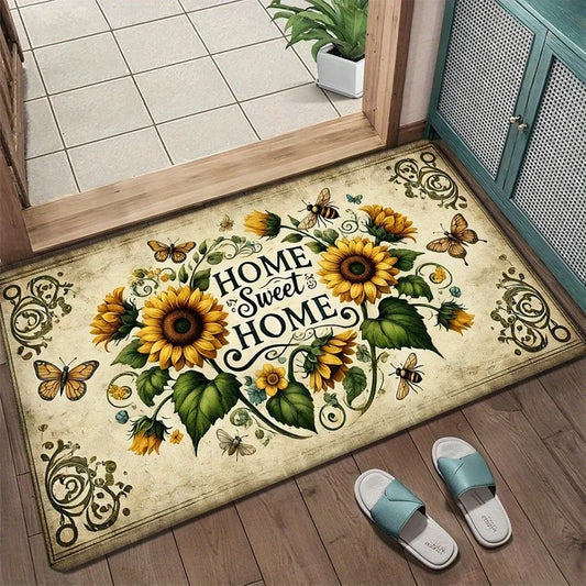 Sunflower Bee Printed Door Mat Living Room Doorways Entrance Welcome Rugs Bedroom Balcony Bathroom Non-slip Floormat Home Decor