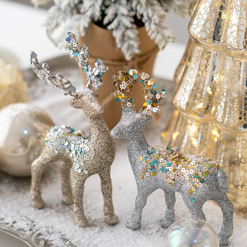 Weihnachten Elch Dekorationen Zubehör DIY kleine dekorative Artikel für Zuhause Schneekugel Figur niedliche Tier Bär Garten Ornamente