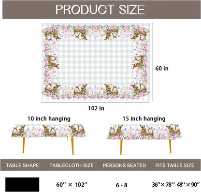Spring Easter Bunny Egg Flower Buffalo Plaid Waterproof Tablecloth Easter Decorations Washable Rectangle Table Cloth Table Decor