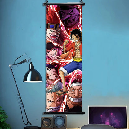 Luffy Hanging Scroll Poster ONE PIECE Anime Cartoon Wall Artwork Canvas Decor Home Decoration Zoro Wallpaper Doflamingo Art Gift