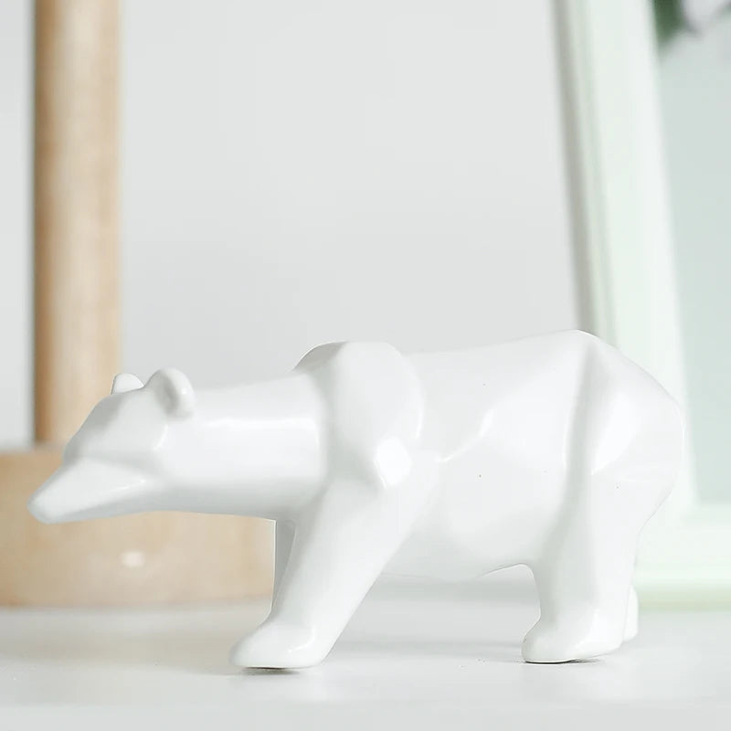 Nordic Ceramic Bear Figurine Home Decor Items Home Office Cabinet Decor Animal Sculptures & Figurines Aesthetic Room Decoration