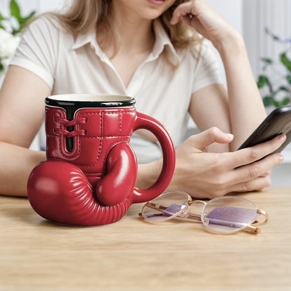 Boxing Glove Mug Boxing Themed Tea Cup Sports Themed Mug Portable Kitchen Desktop Container with Handle Creative Home Gifts
