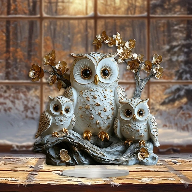 1PCS Acrylic Flat 2D Owl Family Animal Decoration,Home Decor,Living Room,Bookshelf,Wine Cooler,TV Stand Decoration