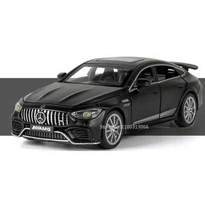 1:32 Alloy C63S GT63S Cars Models Diecast Toys Doors Opened Miniature Vehicles Rubber Tires Light Music Car Boys Xmas Gifts