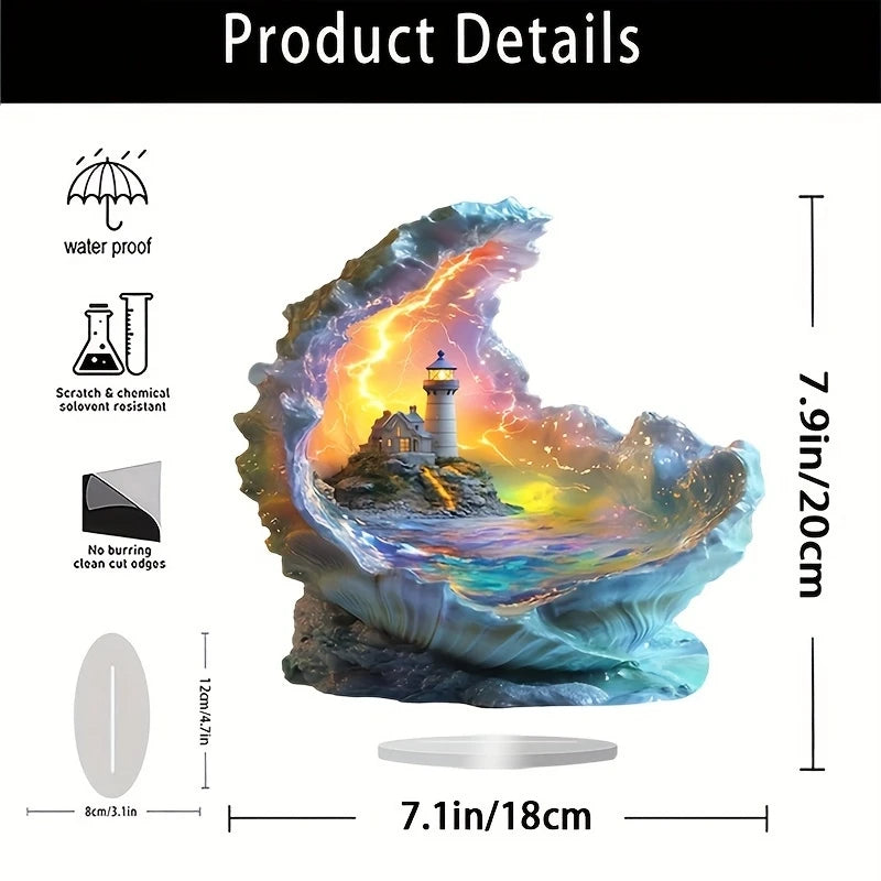 1pc Unique Acrylic Lighthouse with Lightning Design-Perfect for Desk, Porch & Home Decor Ideal Choice for Office & Cafe Decor