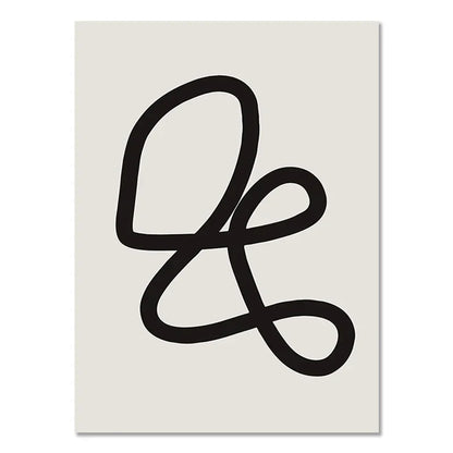 Abstract Boho Geometric Line Posters Black Beige Bohemian Wall Art Canvas Painting Print Picture for Living Room Home Decoration
