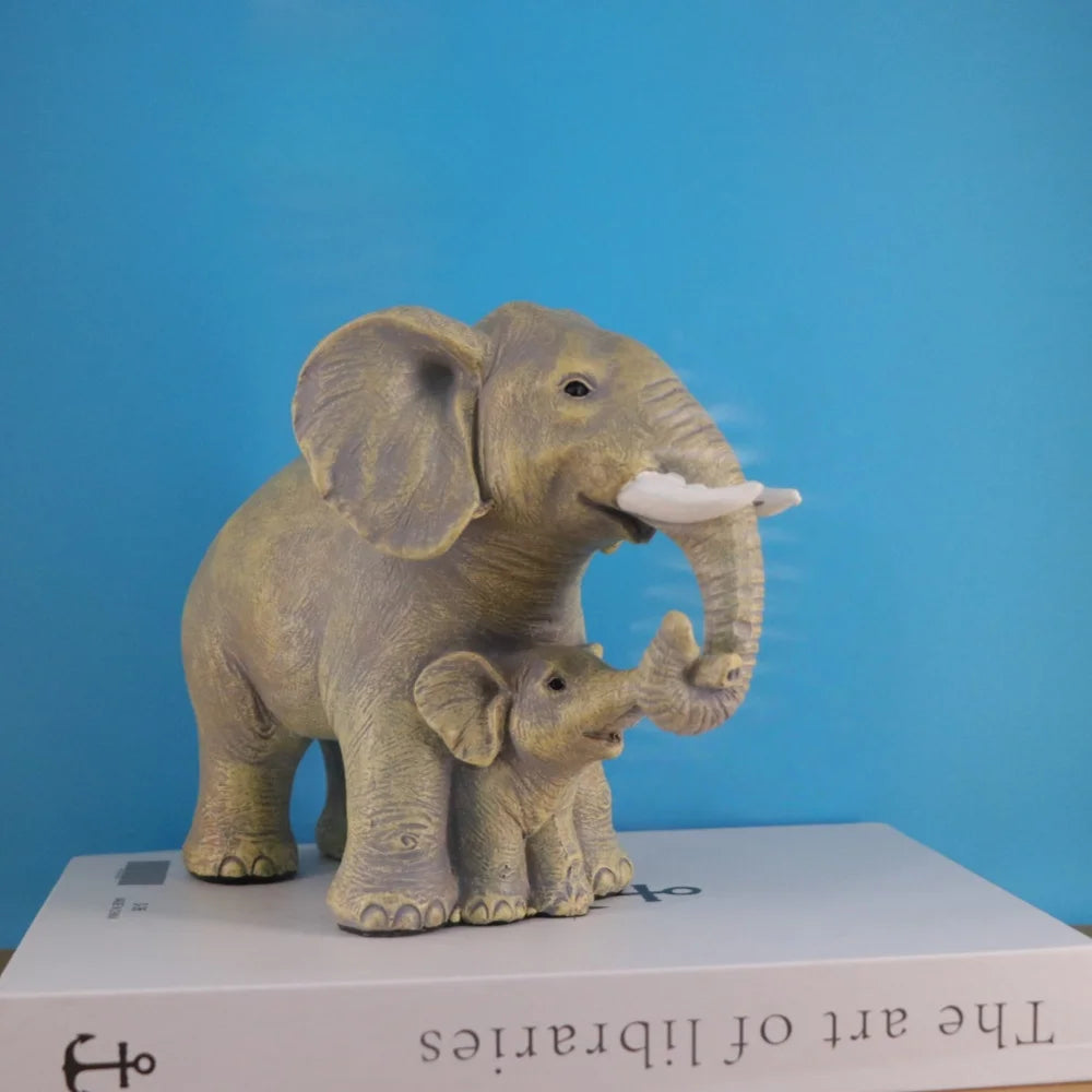 Mother Child Elephant Statue Resin Crafts Living Room Desktop Office Animals Home Feng Shui Decoration Ornaments Creative Gifts