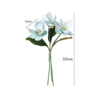 33CM New Chinese Style Artificial 3-Branch Bundle Magnolia Flower Home Decoration Living Room Dining Table Decoration