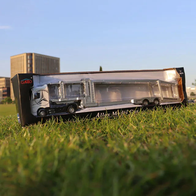1:50 Large Diecast Alloy Truck Car Model Toys Container Pull Back Sound And Light Transport Vehicles Model Toys For Boys Gifts