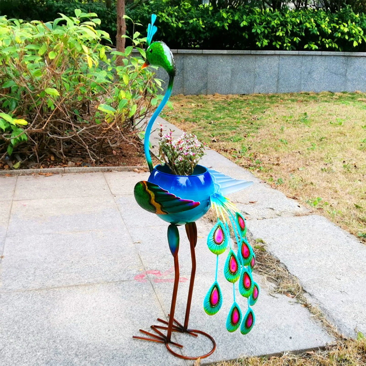 Garden Peacock Crane Fire Bird Figurines Flower Pot Clearance For Outdoor Statues Yard Patio Ornaments Decorative