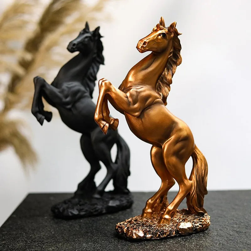 Nordic Abstract Resin Horse Statue, Golden, White, Black, Horse Figure, Figurines, Animal Model, Home Decoration