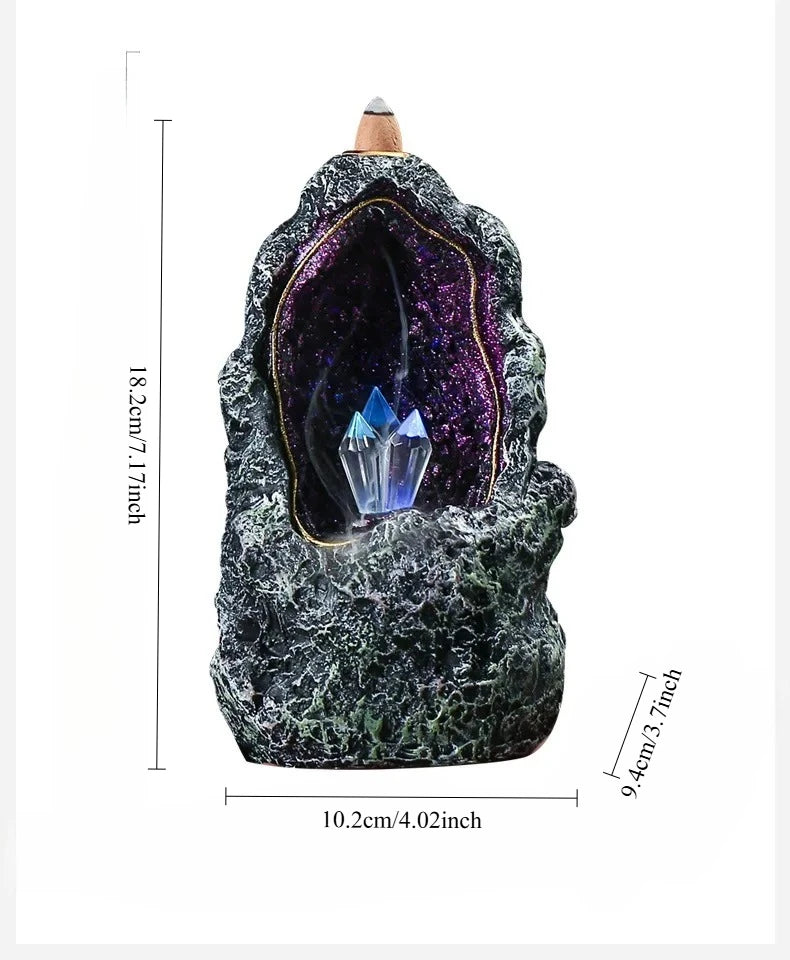 Crystal Cave Led Night Light Candle Holder Aesthetic Indoor Incense Backflow Decoration for Home Creative Ornaments Burners