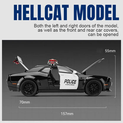 1:32 Scale Challenger SRT Demon HellCat Cars Toy Models Alloy Sports Car Light Sound Police Car Model Toy Kids Collection Gifts