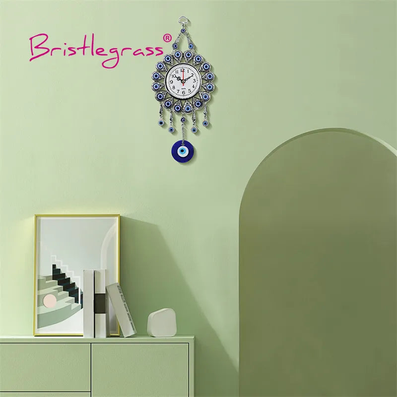Hérissé herbe turc Nazar bleu mauvais œil Quartz horloge murale suspendus pendentifs amulettes porte-bonheur bénédiction Protections décor à la maison