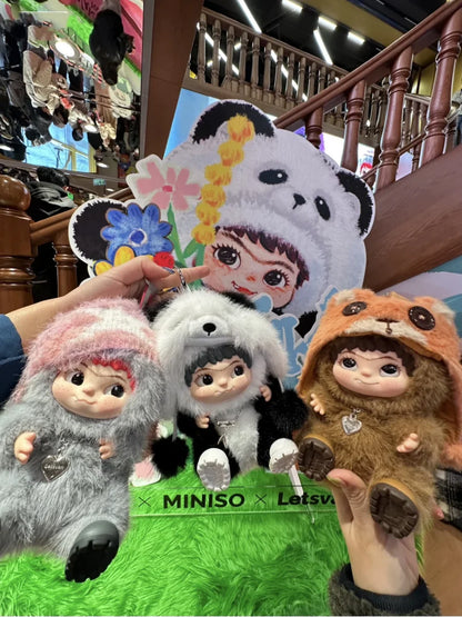 Wakuku Blind Box Fuzzy Trendy Fun Party Series And Wakuku Panda Elevator Action Figure Doll Bag Surprise Bag Pendant Doll Gift