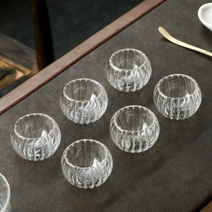 50ml Striped Glass Cup Transparent Mug Wine Water Milk Cup Cute Office Home Breakfast Coffee Mugs Pumpkin Pattern Drinkware