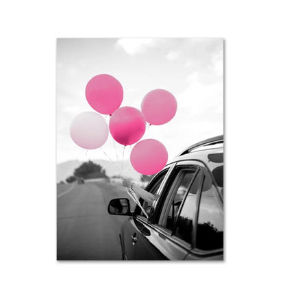 Paris Flower France City Building Posters and Prints Castle Pink and Black Wall Art Nordic Canvas Painting Pictures Room Decor