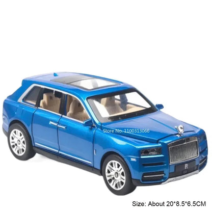 1:24 Scale Rolls-Royce Cullinan Police Cars Models Toys With Light Sound Wheel Pull Back Off-road Vehicles Boys Festival Gifts