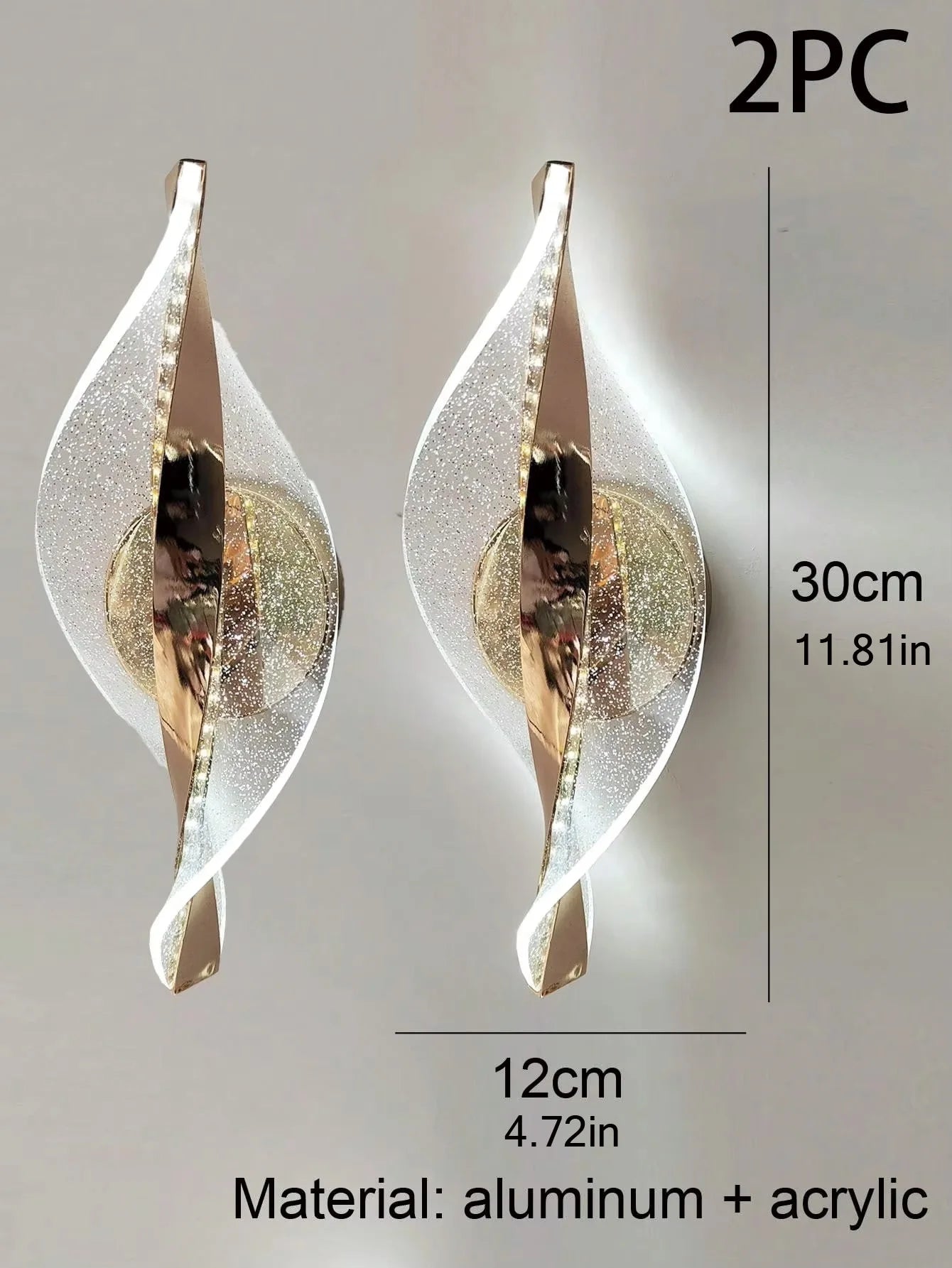 1pc/2pc LED Light Luxury Gold/Black Acrylic Wall Sconce for decorating living room back wall,bedroom bedside home decor lighting