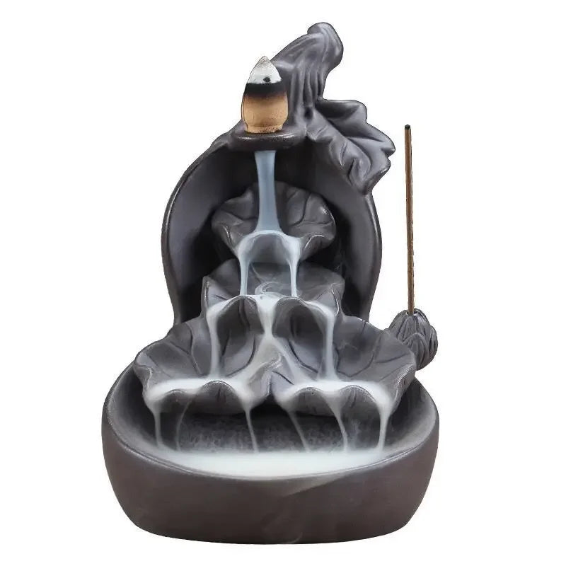 Minideal Aromatherapy Ornamental Incense Burner Waterfall Backflow -  Backflow Incense Burner Feng Shui Decor Ornament Light Blue