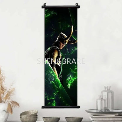 Marvel The Avengers Movie Loki Hanging Scroll Poster Artwork Home Decoration Decor Avengers Wallpaper Canvas Painting Print Gift