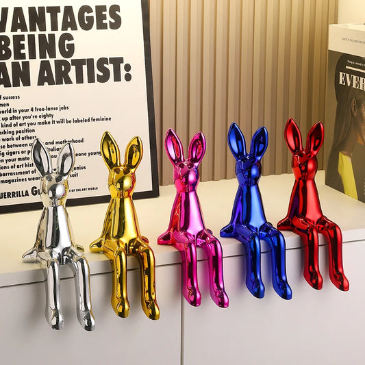 Cute Sitting Posture Long Eared Rabbit Statue Ornament Scandinavian Style Living Room Tv Cabinet Wine Cabinet Desktop Home Decoration