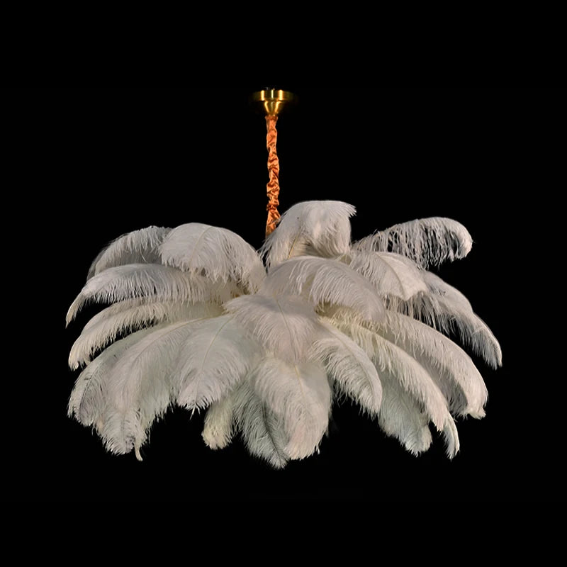 Nordic Ostrich Feather Led  Living Room Home Decor Chandelier Lamp Bedroom Indoor Lighting Hanging Light Fixture Pendant Lights