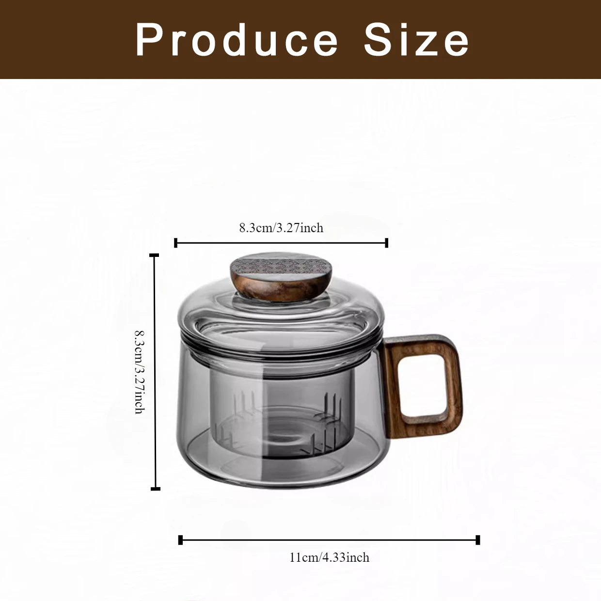 Wooden Handle Glass Teacup With Lid With Filter Cup Tea Water Separator Heatproof Kung Fu Tea Set Office Teacup