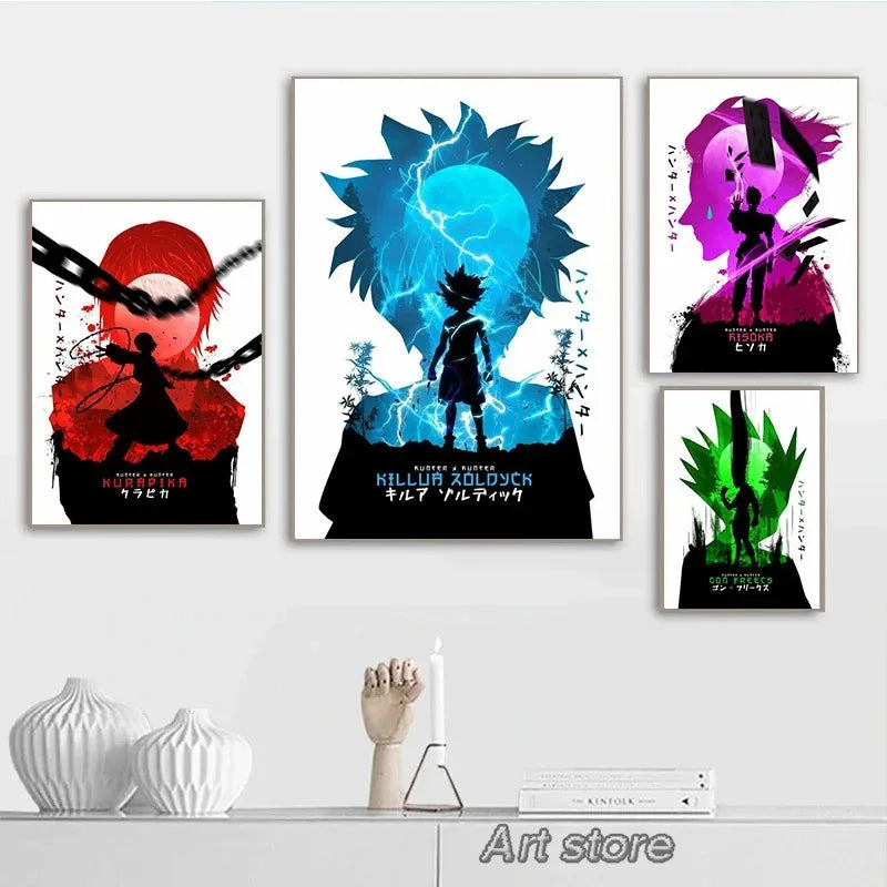Anime Hunter X Hunter Poster Killua Zoldyck Kurapika Gon Freecss Hisoka Wall Decoration Canvas HD Painting Kawaii Room Decor