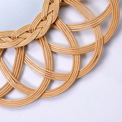 Natural Rattan Wall Mirror Small Handwoven Wicker Home Decor Bathroom Decoration Ornaments Gift