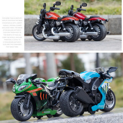1/12 Motorcycle Cars Models Metal Diecast Toys Rubber Tires with Light Sound Motorcycles Models Toy for Kids Birthday Gifts