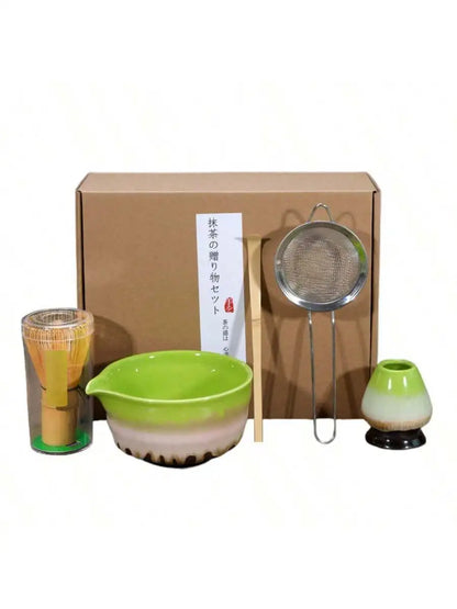 5pcs/set Japanese Style Matcha Tea Set With Tool Rack, Including Bowl, Whisk, Spoon, Great Gift For Ceremony, Traditional Japane