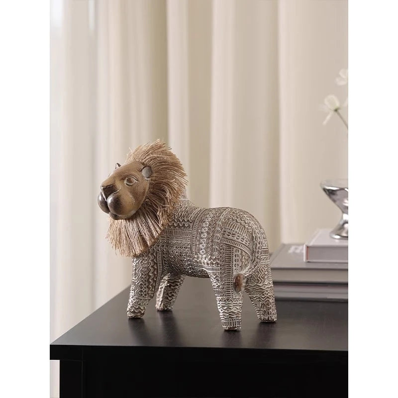 Nordic Style Little Lion Art Ornaments Bedroom Living Room Home Luxury Office Cabinet Decor Modern Art Resin Sculpture Ornament
