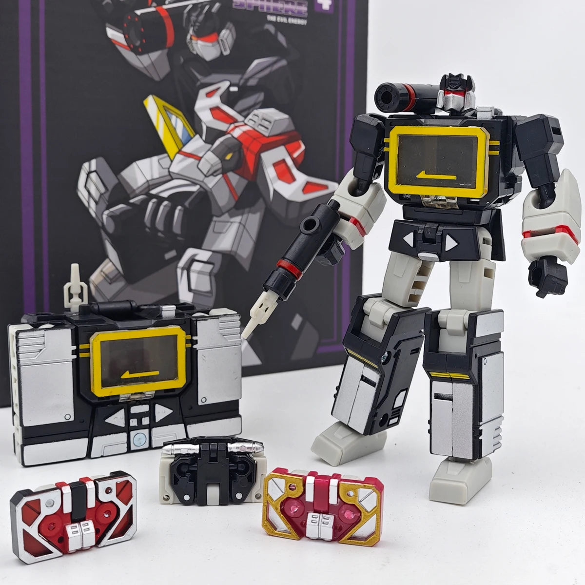 PT-04 Black Soundwave PT04 PT04B Transformation  Tape G1 Mini Pocket War KO DX9 Action Figure Robot Toys Kids Gift
