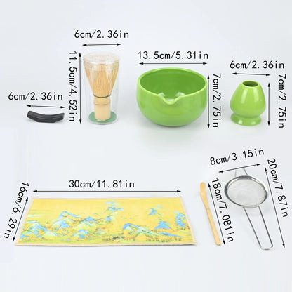 Matcha Tea Set, 7pcs Matcha Whisk Set, Matcha Starter Making Kit, Matcha Green Tea Whisk Set with Scoop, Scoop Rest, Sifter, Whi