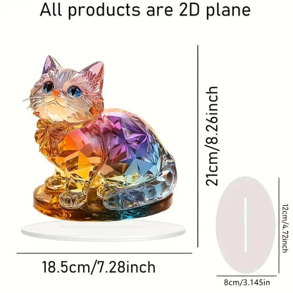 Hanging Decorations Crystal Kitten Acrylic Sculpture/Tabletop Cat Statue for Home Windows and Party Decorations