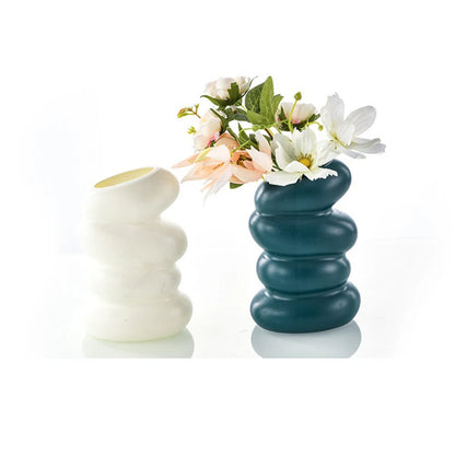 Tischdekoration Vase, umweltfreundlich, gesundheitlich, verschleißfest und langlebig, runder Mund, glatte Flasche, Pflanztöpfe, Spiralvase, weiß