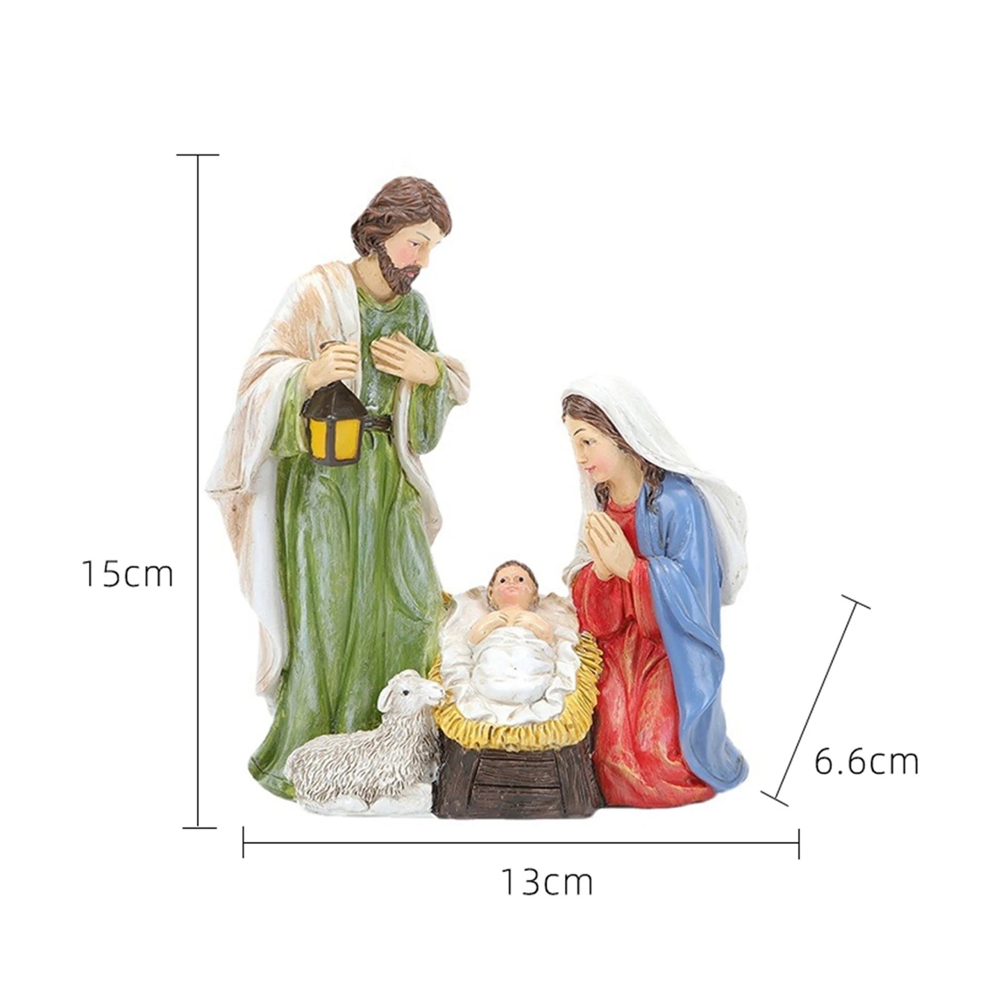 Resin Christmas Figurine Decorations Nativity Scene Set Religious Christian Collectible Figurines Christmas Desktop Decor