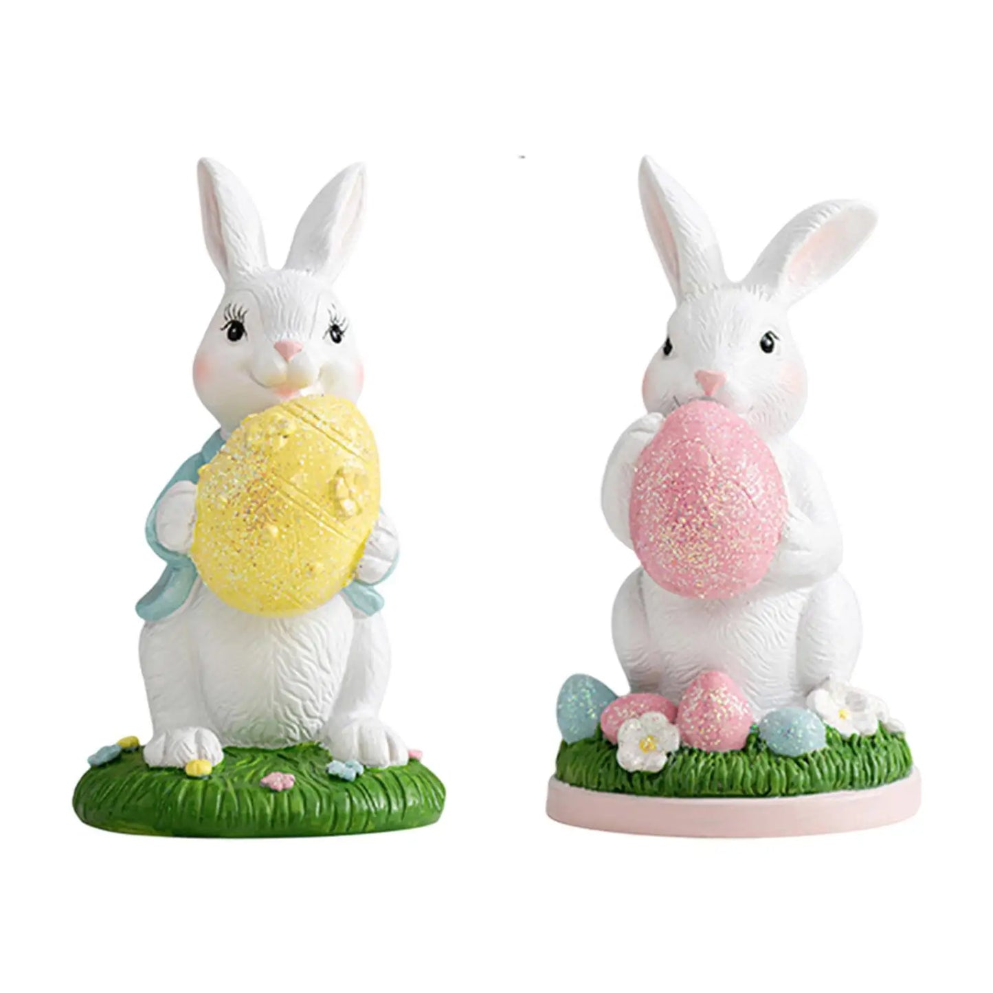Easter Bunny Statue Desktop Decoration Collectible Holiday Decor Resin Ornament