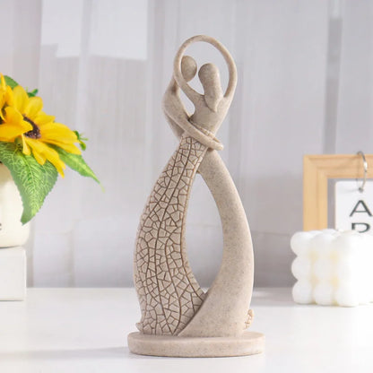 European-style Lovers' Sandstone Figurine, Resin Craft Home Decor for Living Room, Valentine's Day Gift