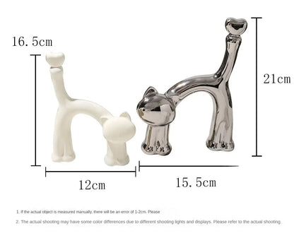 Creative Heart-Shaped Cat Ornaments, Living Room,TV Cabinet,Home, Bedroom,Desktop Decorations, Ceramic Art Cat Statue, Gift, New