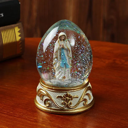 Resin Crafts Acrylic Crystal Ball Our Lady Pray Christmas Glass Home Decoration Easter Eggs Figurines